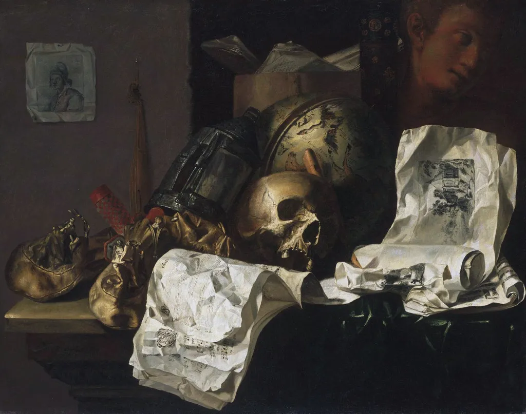 Vanitas, by N.L. Peschier, oil, 1661