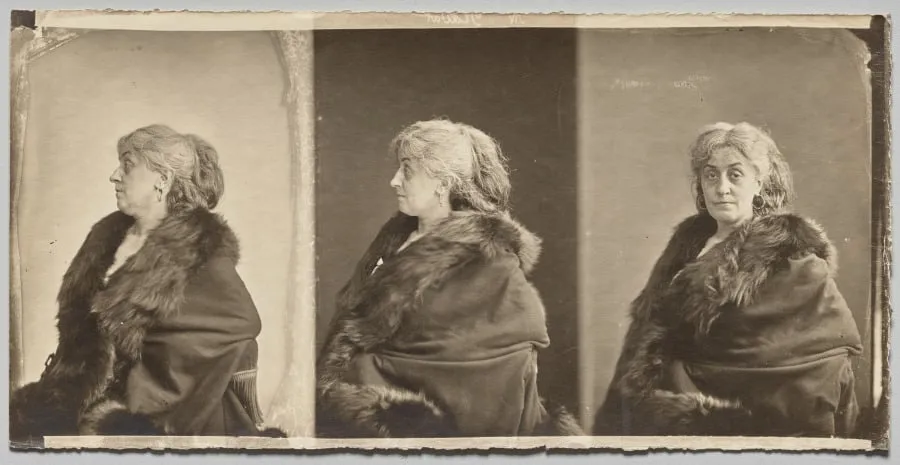 Portrait of Ernestine Nadar, the artist's wife, wearing fur stole, by Nadar, 1882
