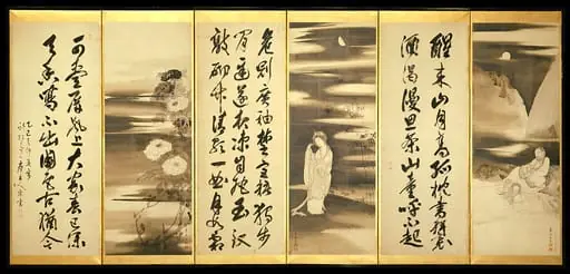 書画押絵貼屏風|Miscellaneous Paintings and Calligraphy, by Nagasawa Rosetsu, 1785