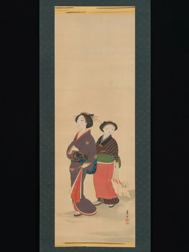 Two Women and a Puppy, by Nagasawa Rosetsu 長澤蘆雪