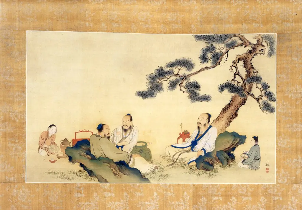 Scholars Enjoying Tea, by Nakabayashi Chikkei