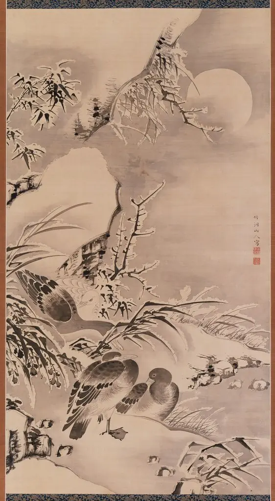 Ducks in the Winter Moonlight, by Nakabayashi Chikutō
