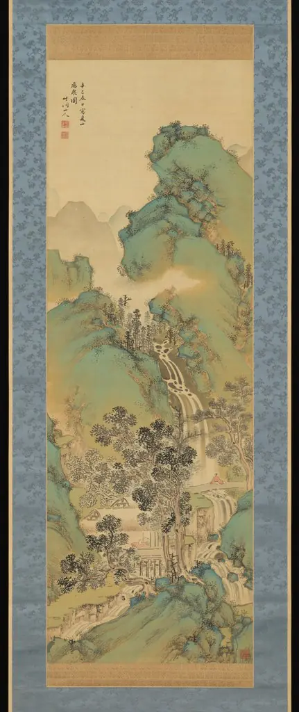 Waterfall in Summer Mountain (Kazan hisen zu) 夏山飛泉図, by Nakabayashi Chikutō