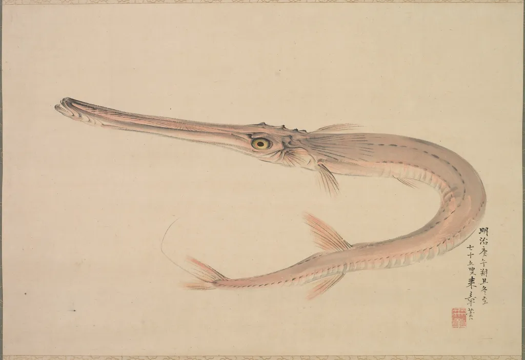 Needlefish (Yagara), by Nakajima Raishō, unspecified, 1870
