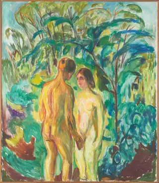 Naked Man and Woman in the Woods