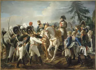 Napoléon harangue les troupes bavaroises et wurtembourgeoises à Abensberg, 20 avril 1809
