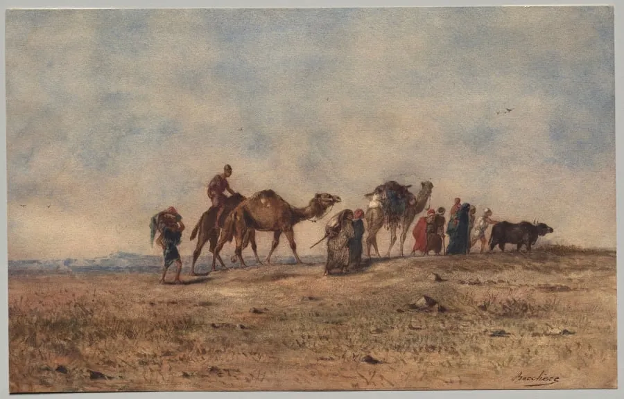 A Caravan in the Desert, by Narcisse Berchère, 1864