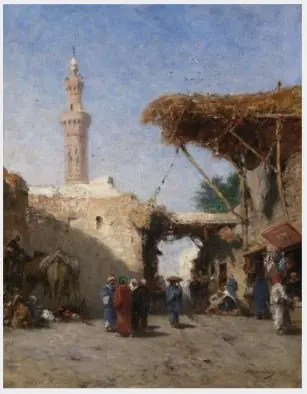 Eastern Scene with Minaret, by Narcisse Berchère
