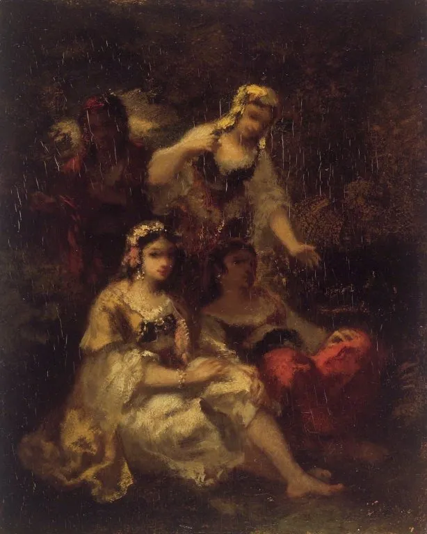 Four Spanish Maidens, by Narcisse Virgilio Díaz, oil, 1850