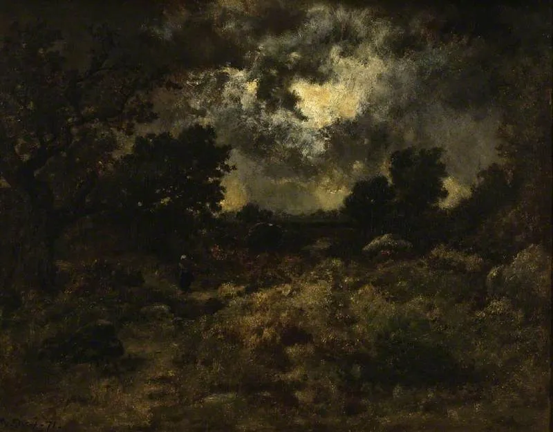 Storm in the forest of Fontainbleau, by Narcisse Virgilio Díaz, oil, 1871