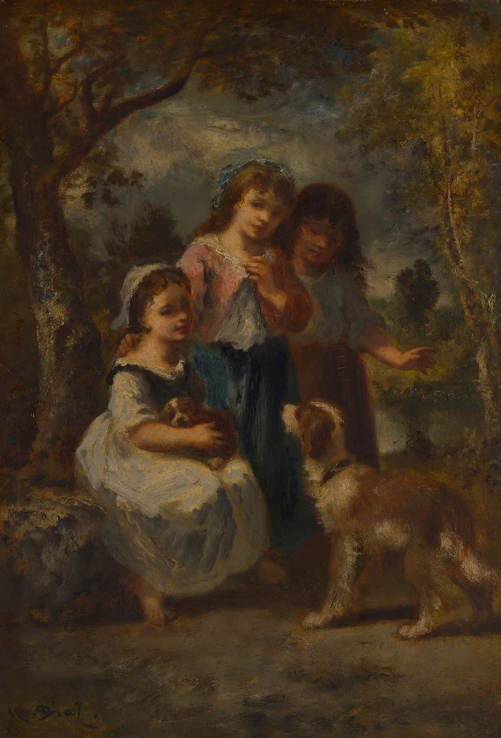Three Little Girls, by Narcisse Virgilio Díaz, unspecified, 1870