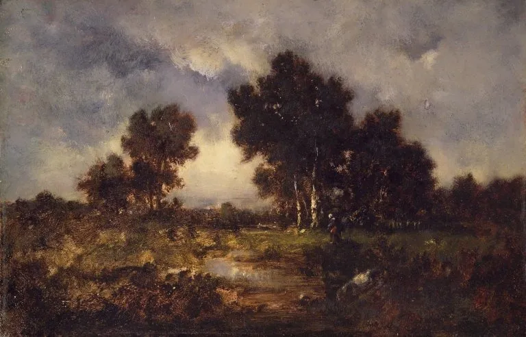 Trees and Pool, by Narcisse Virgilio Díaz, oil, 1850
