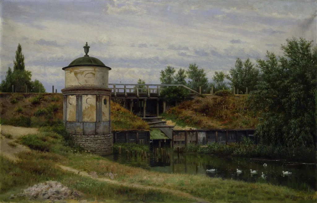 The Mill in the Davydov's Estate, by Narkiz Bunin, oil, 1908