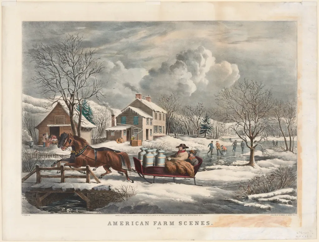 American Farm Scenes, Winter, by Nathaniel Currier, 1853