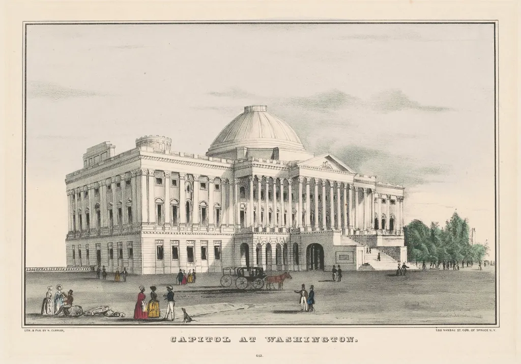 Capitol at Washington, by Nathaniel Currier, ink, 1850