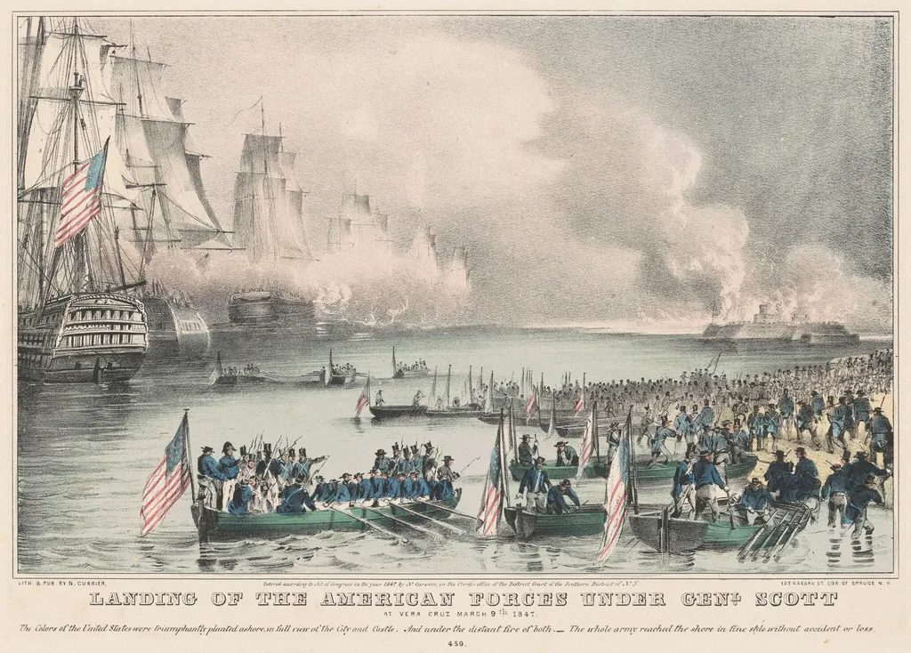 Landing of the American Forces under Genl. Scott: At Vera Cruz March 9th 1847, by Nathaniel Currier, ink, 1847