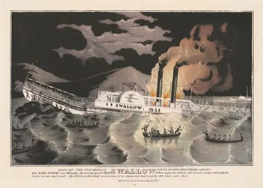 Loss of the Steamboat Swallow: While on Her Trip, from Albany to New-York, on Monday Evening April 7th 1845, by Nathaniel Currier