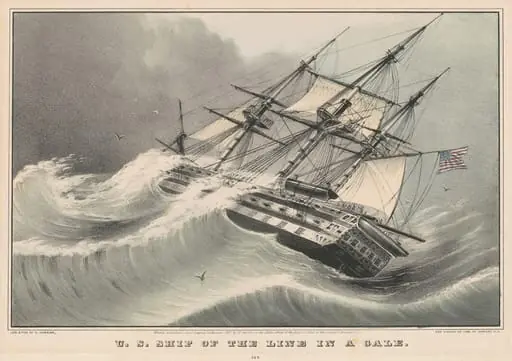 U.S. Ship of the Line in a Gale, by Nathaniel Currier