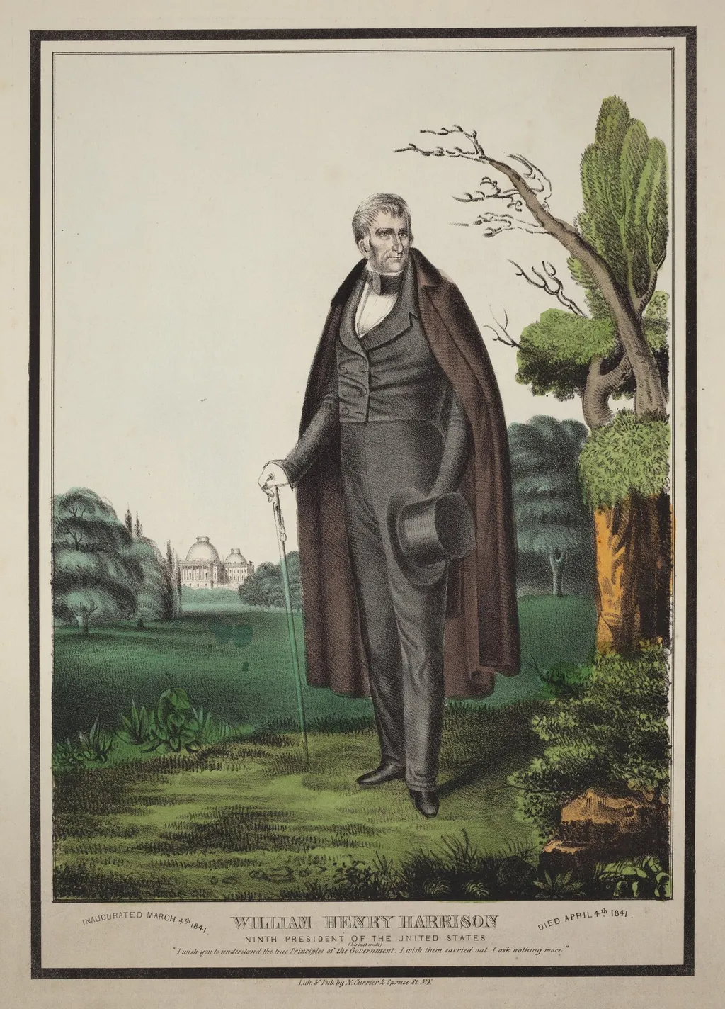 William Henry Harrison: Ninth President of the United States, by Nathaniel Currier, ink, 1850