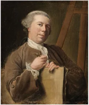 Self-Portrait with an Easel, by Nathaniel Hone the Elder, oil, 1747