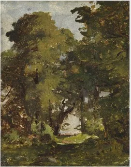 A Clearing amongst Trees, by Nathaniel Hone the Younger, oil, 1881