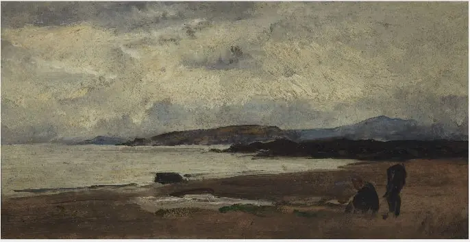 A Cloudy Day, a Seashore with Figures, by Nathaniel Hone the Younger