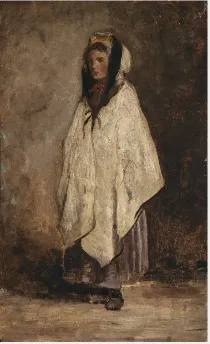 A Girl in a White Shawl, by Nathaniel Hone the Younger, unspecified, 1857