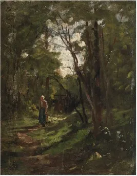 A Leafy Lane, by Nathaniel Hone the Younger, oil, 1881