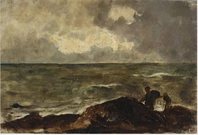 A Rocky Coast, with Kelp Gatherers, by Nathaniel Hone the Younger