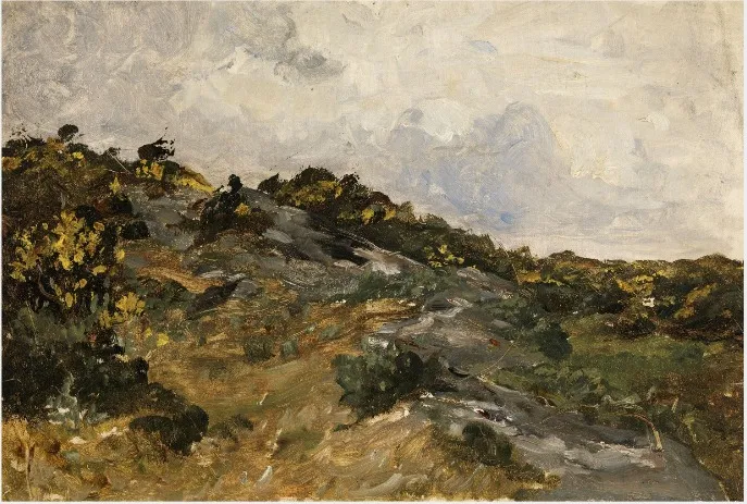 A Rocky Hillside with Furze, by Nathaniel Hone the Younger, unspecified, 1881
