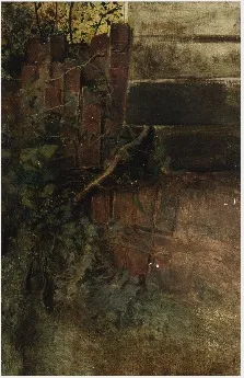 A Wall with Creeper, by Nathaniel Hone the Younger, oil, 1881