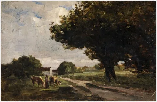 An Old Road with Trees, by Nathaniel Hone the Younger, unspecified, 1881