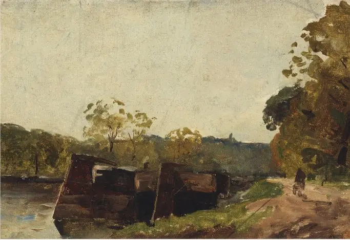 Barges on a River, by Nathaniel Hone the Younger