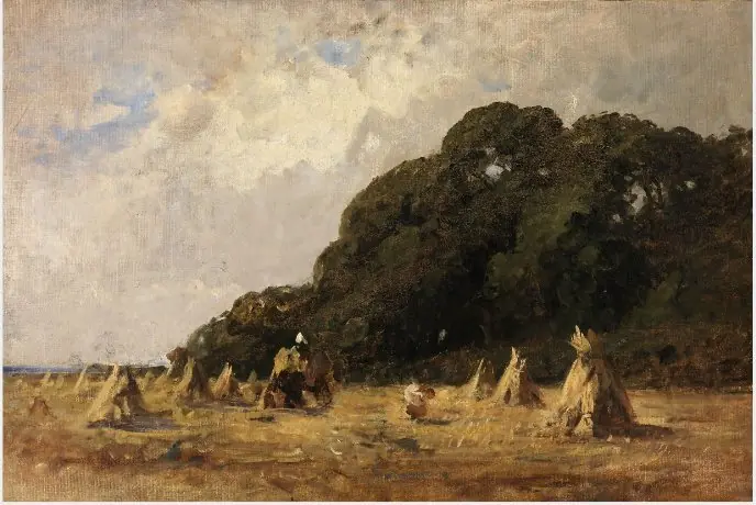 Corn Stooks under Trees, by Nathaniel Hone the Younger
