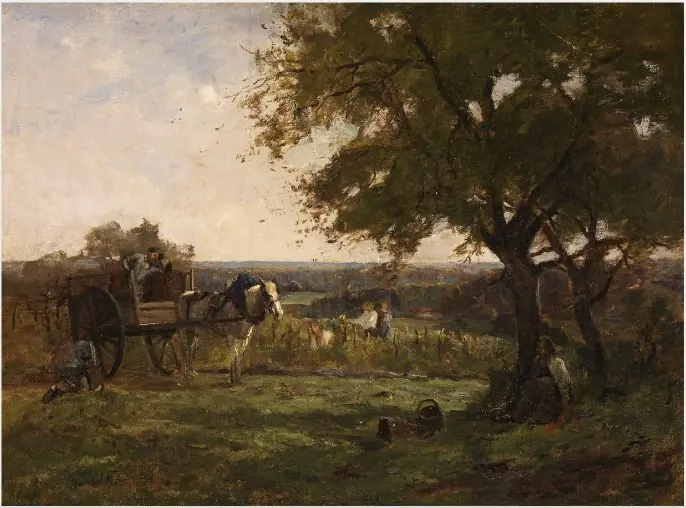 Mending the Wheel of a Farm Cart near a Tree, by Nathaniel Hone the Younger
