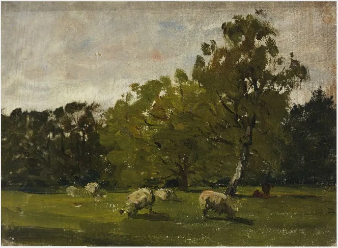 Pigs at Pasture, by Nathaniel Hone the Younger, oil, 1881