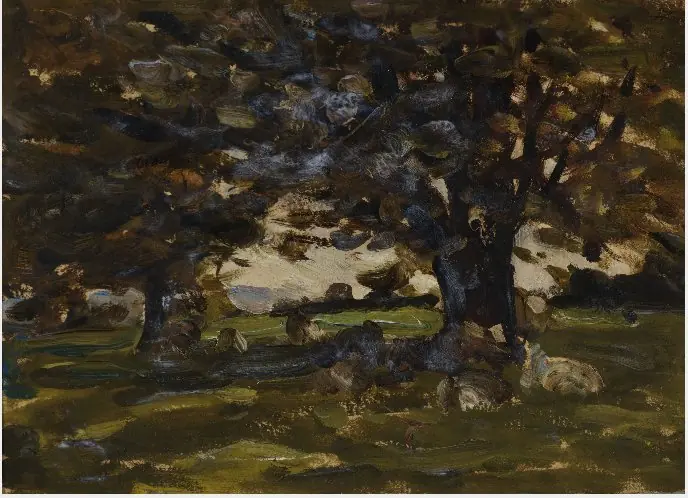 Sheep under Trees, by Nathaniel Hone the Younger