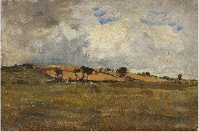 The Cornfields beyond, by Nathaniel Hone the Younger, oil, 1881
