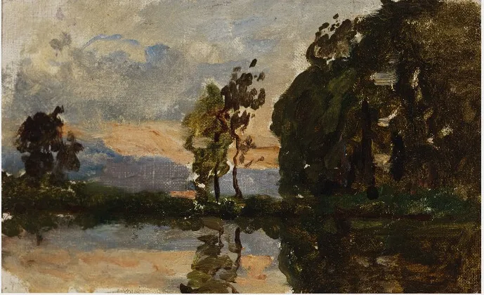 Trees by the Water, Sunset, by Nathaniel Hone the Younger, unspecified, 1881