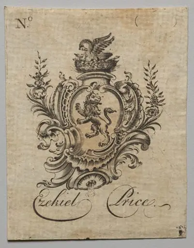 Bookplate: Coat of Arms with Ezekiel Price inscribed, by Nathaniel Hurd
