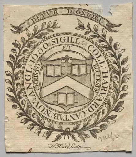 Bookplate: Seal of Harvard College, by Nathaniel Hurd