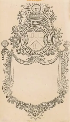 Harvard College Bookplate with the Christo et Ecclesiæ Seal, by Nathaniel Hurd