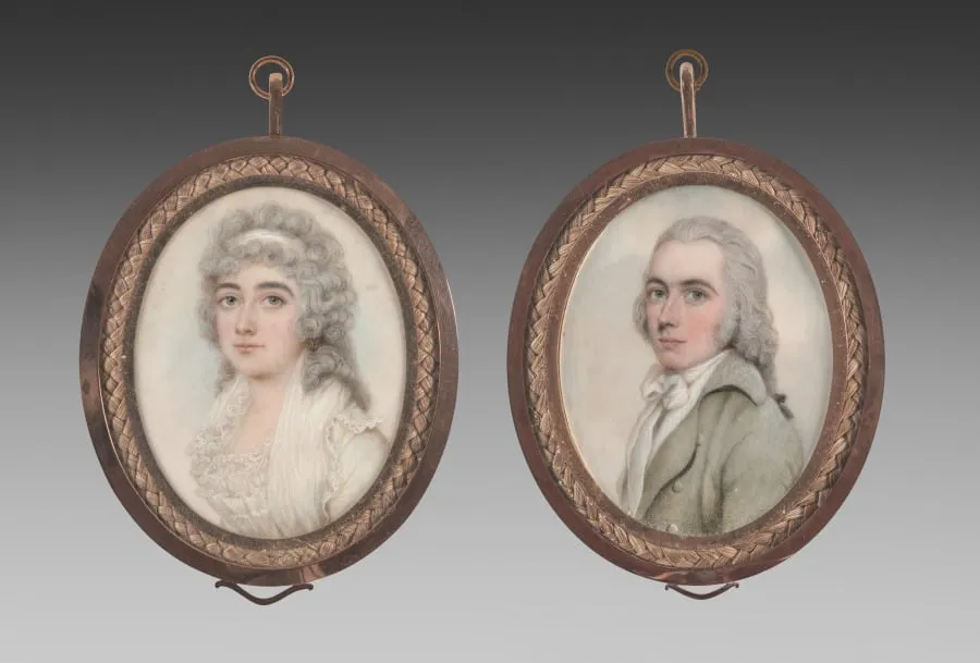 Portrait of a Man and Portrait of a Woman (pair), by Nathaniel Plimer, unspecified, 1795