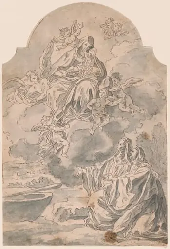 The Virgin and Child Appearing to Two Female Monastics, by Neapolitan 17th Century