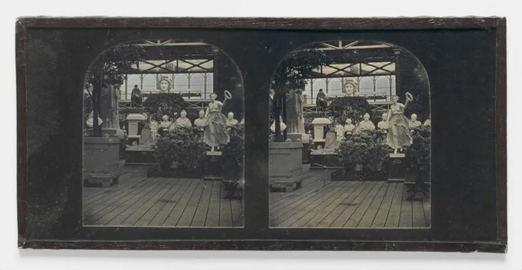 Sculpture Court at Crystal Palace including statue of 'Victory', by Negretti and Zambra, photographic, 1855