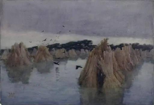Flooded cornstooks, by Nelson Ethelred Dawson