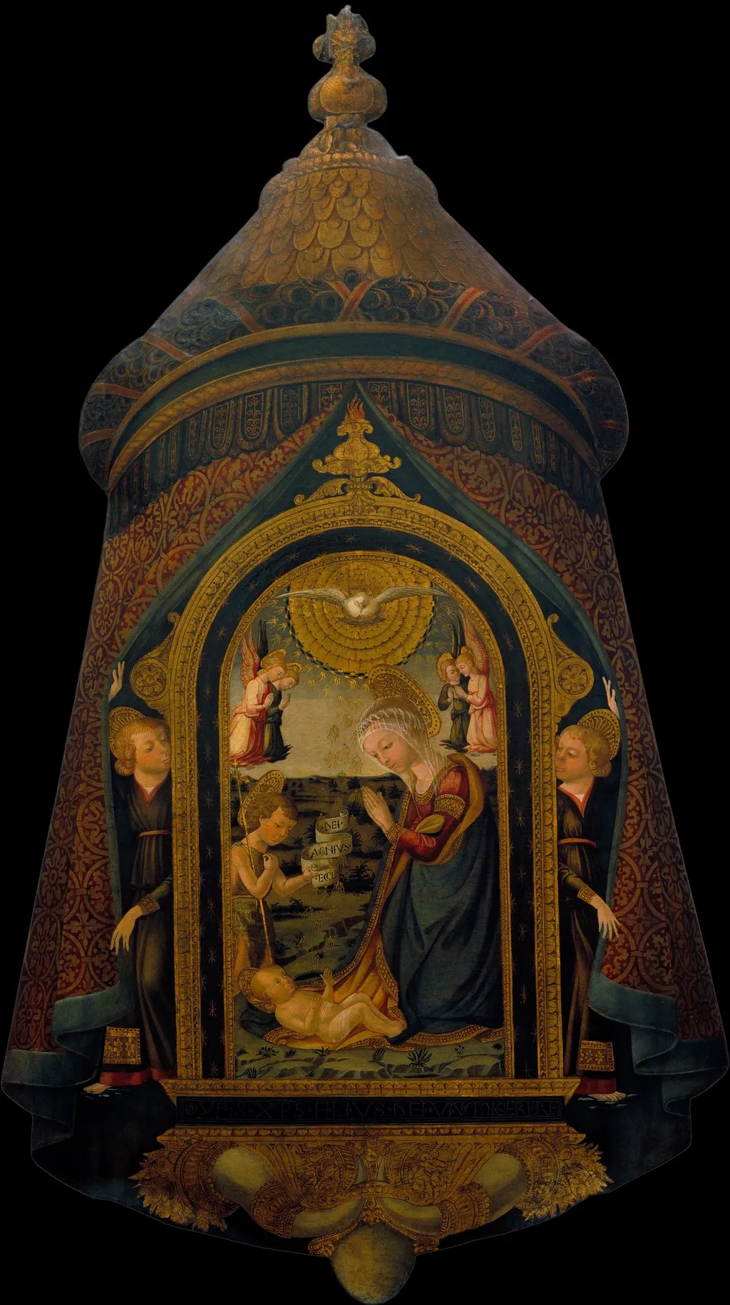 Processional Standard with the Adoration of the Child by the Virgin, Saint John Baptist and Angels, by Neri di Bicci, unspecified, 1450