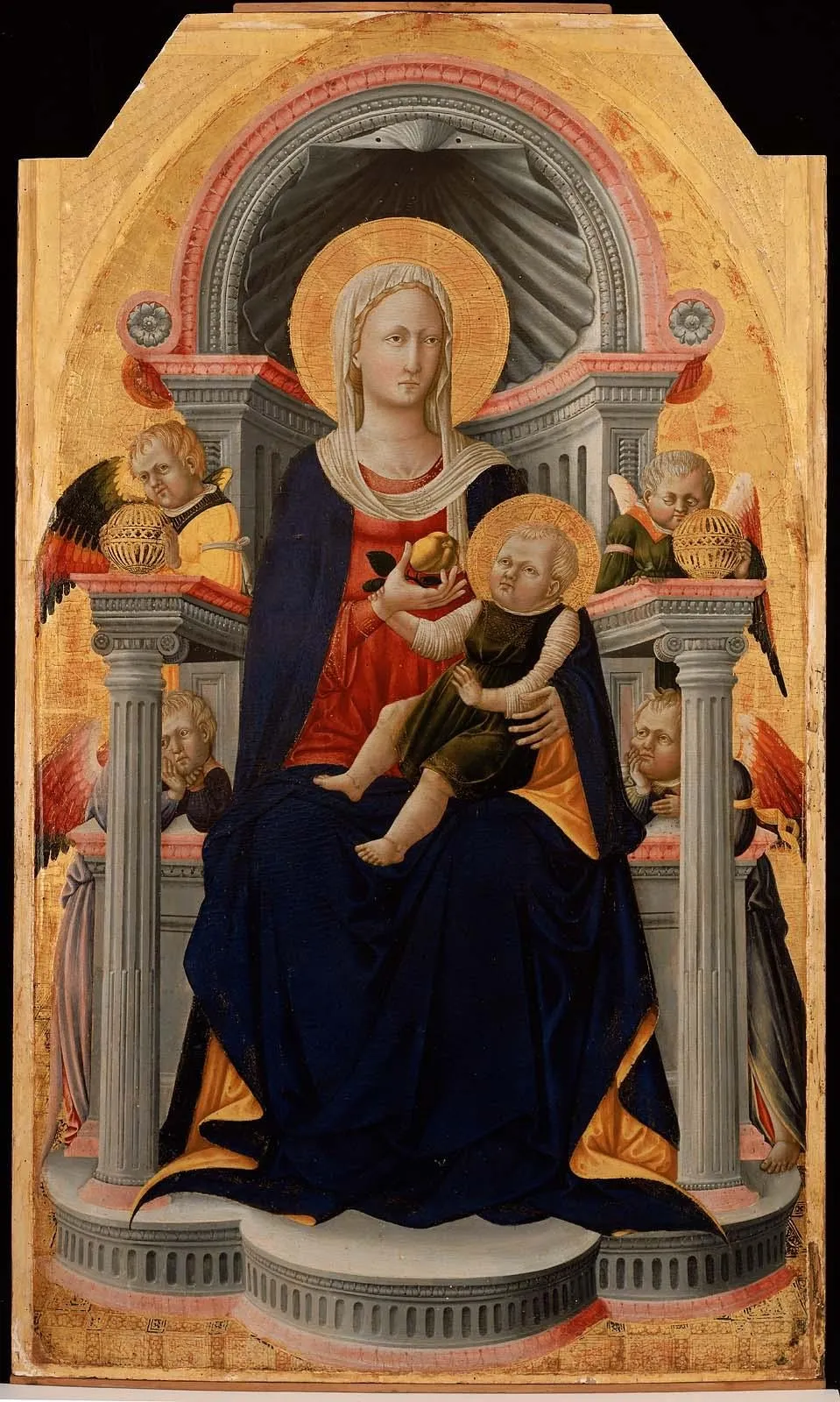 Virgin and Child Enthroned with Four Angels, by Neri di Bicci, tempera, 1445