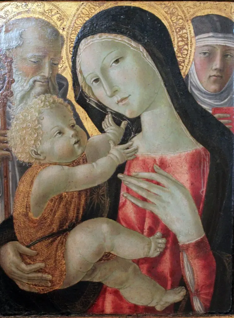The Virgin and Child, St. Benedict and Saint Catherine of Siena, by Neroccio de' Landi