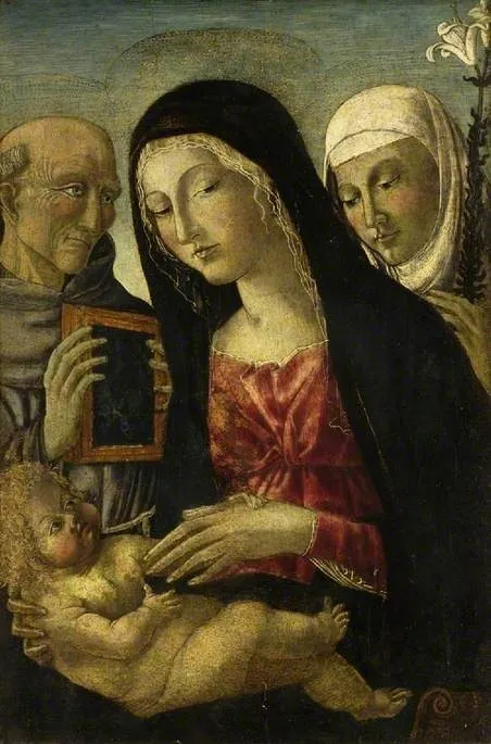 Virgin and Child with St Bernardino and St Catherine of Siena, by Neroccio de' Landi, unspecified, 1498